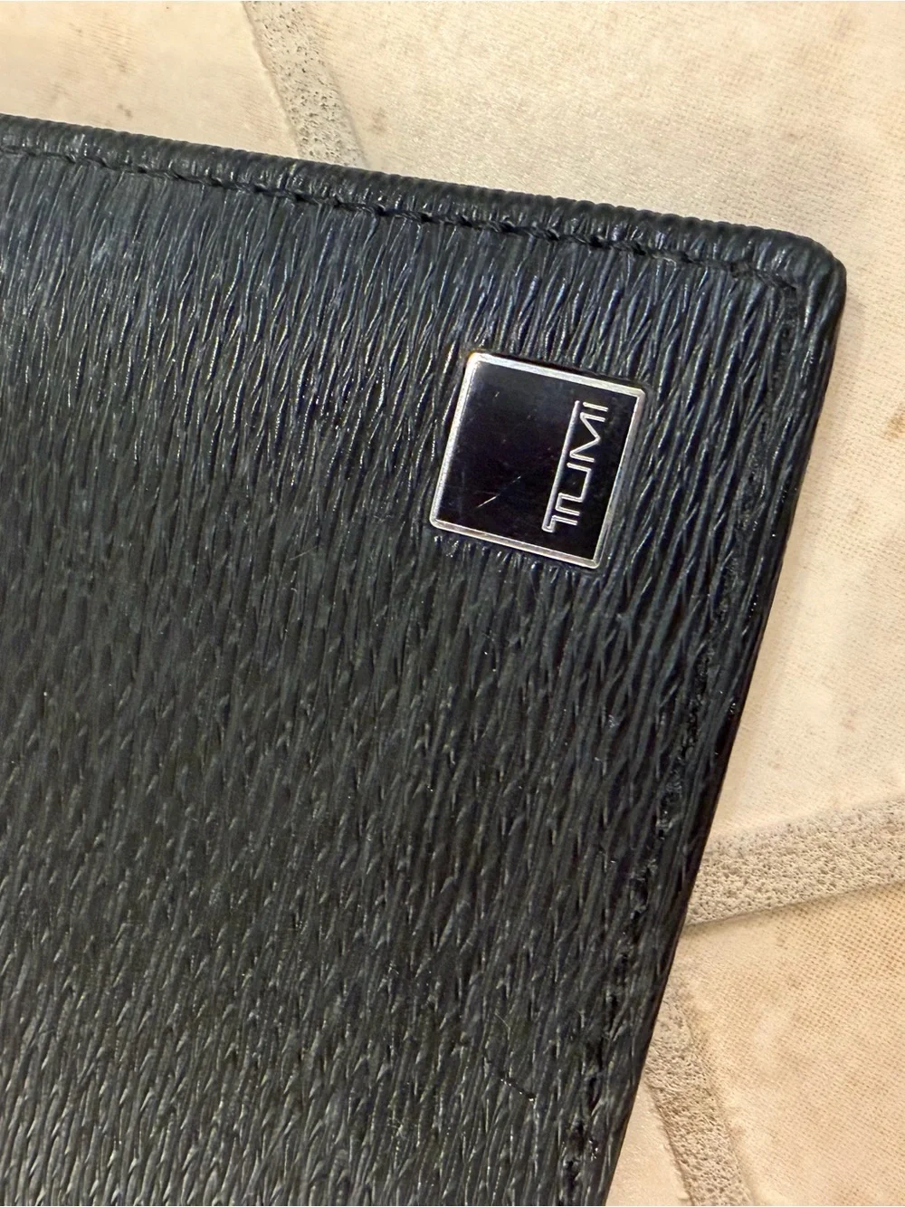 Tumi Black Textured Leather Passport Case and Wallet